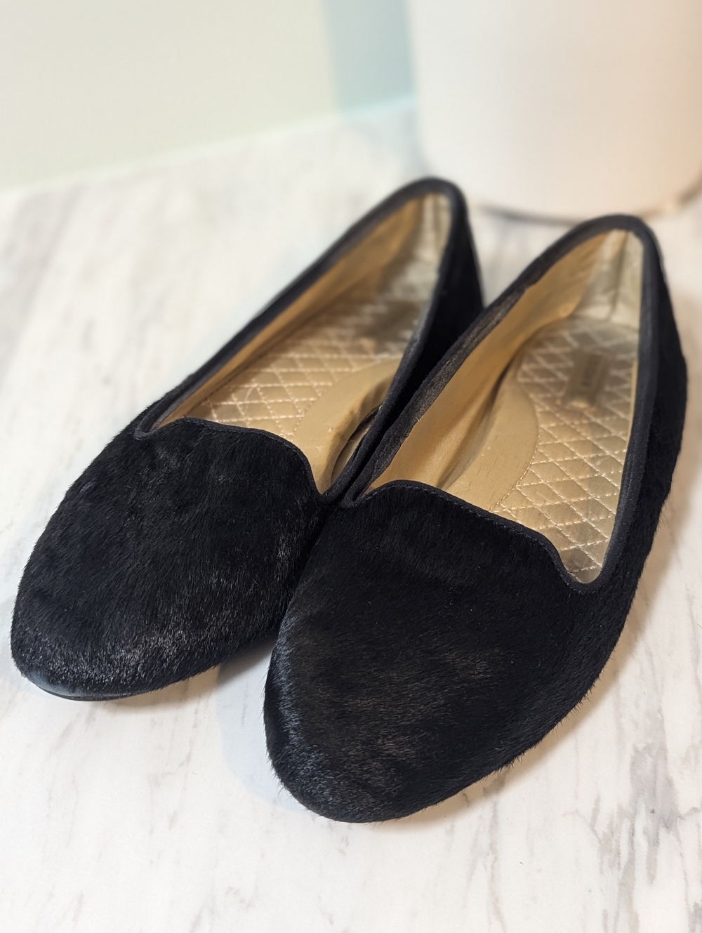 Birdies The Starling Loafer Black Calf Hair Flats Size 9.5